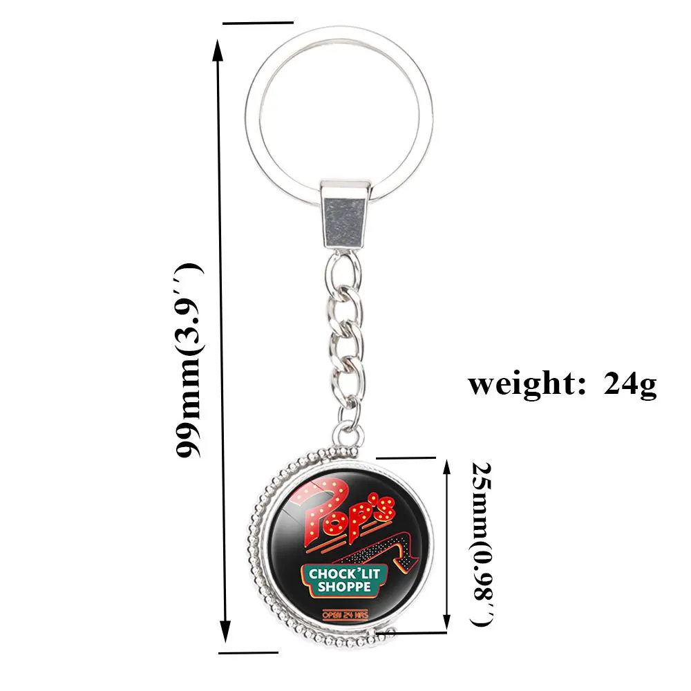 

Pop Riverdale Glass Dome Keychains 25mm Glass Cabochon South Side Serpents Key Chains For Women Men Jewelry Gifts