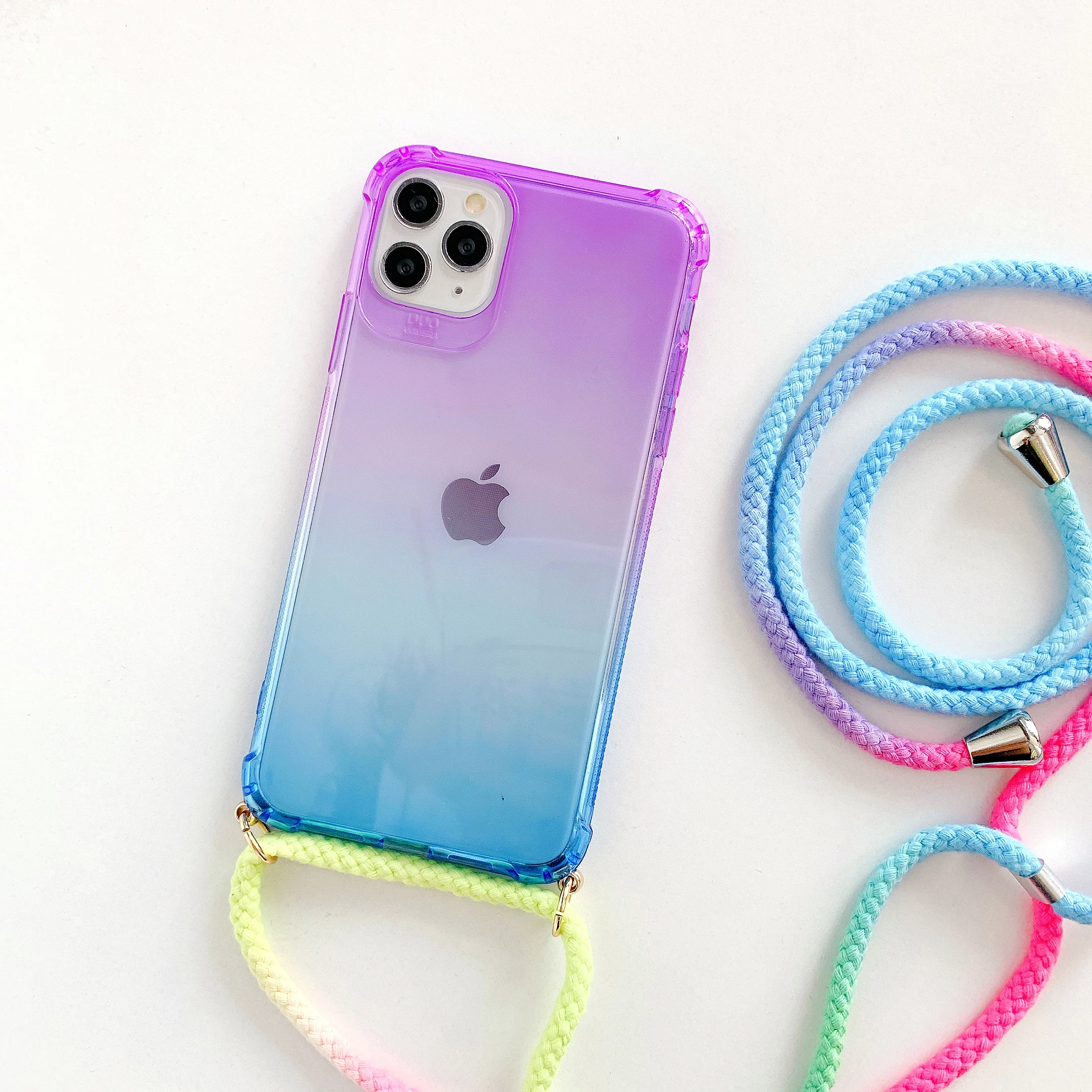 Ice Cream Rainbow Strap Cord Chain Phone Necklace Lanyard Phone Case Carry Cover For iPhone14 14Pro 14Plus 13Promax 13 12 11