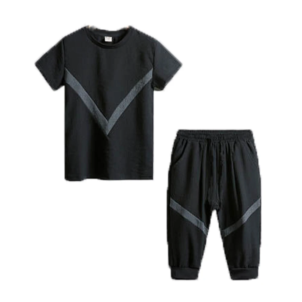 Летние хлопковые комплекты для мальчиков с коротким рукавом Новинка 2021