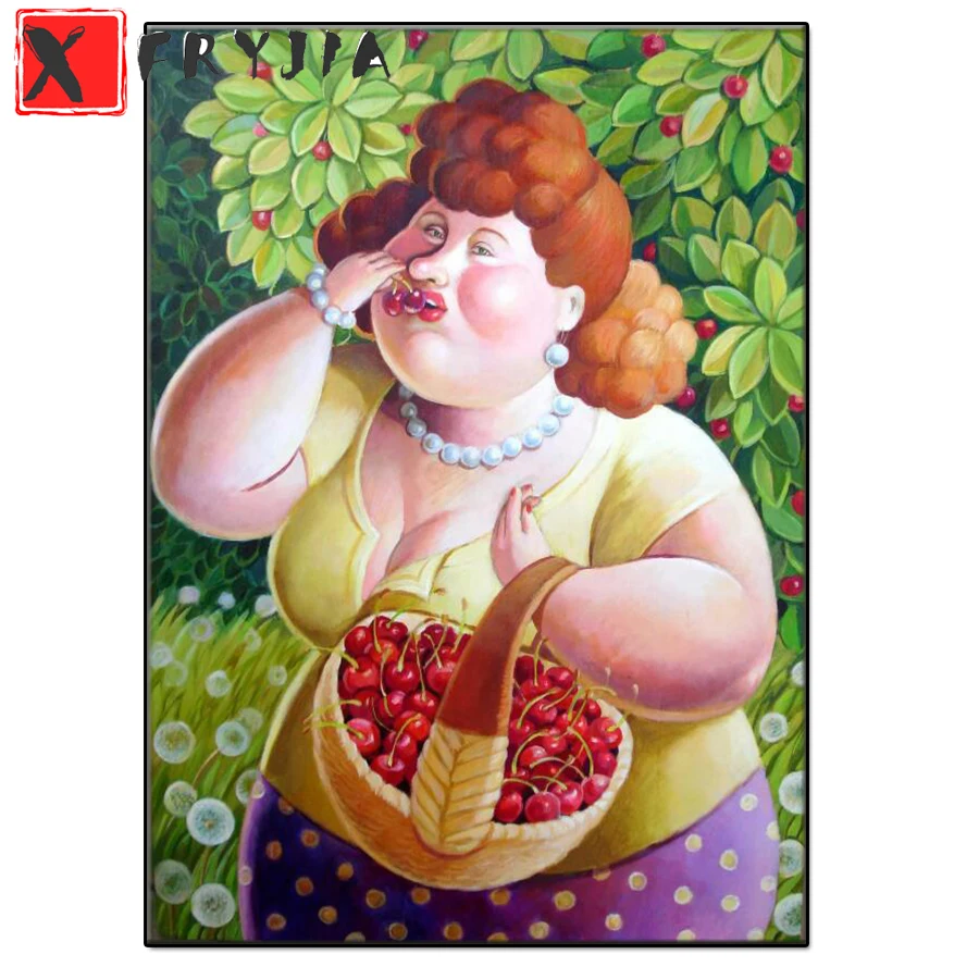 

Алмазная 5D живопись «сделай сам», вышивка крестиком, полная выкладка из страз Fat lady, круглая Алмазная мозаика «красивая женщина», Пляжная де...