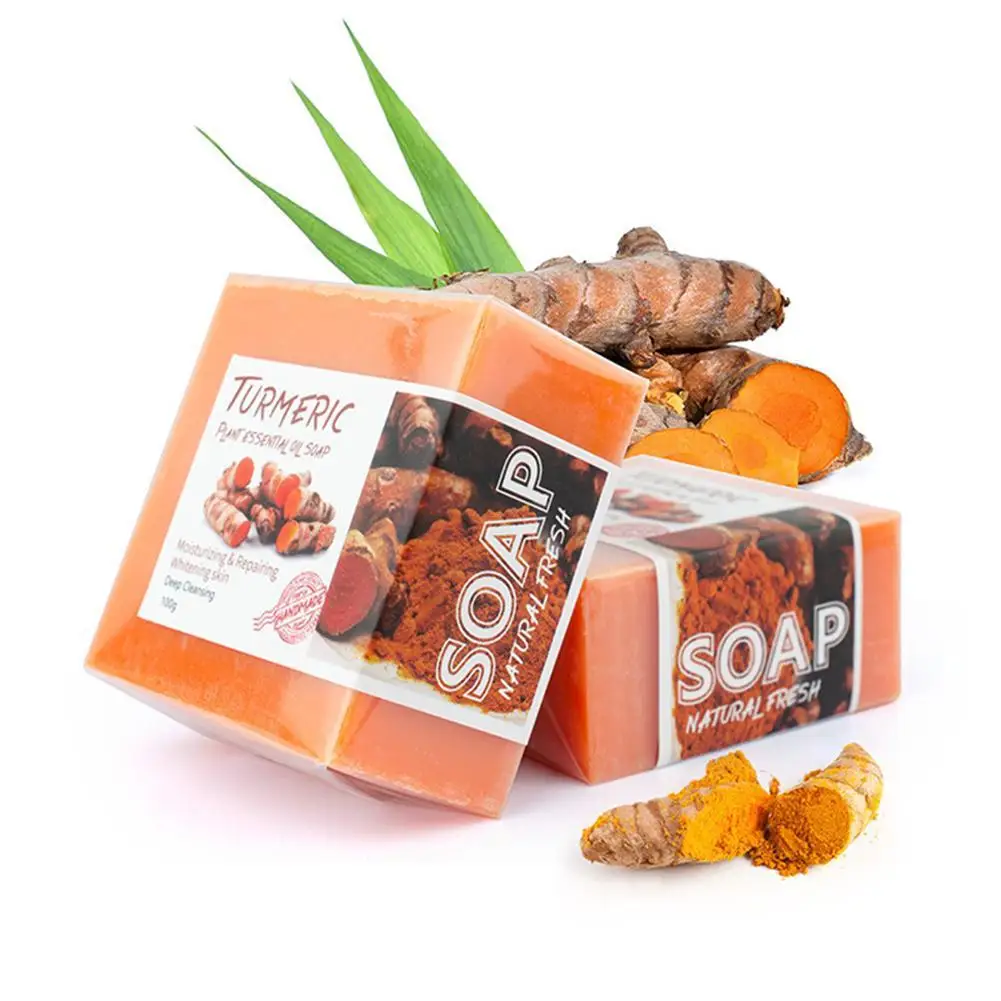 

100g Handmade Soap Face Wash Turmeric Essential Oil Removal Treatment Face Oil Control Care Moisturizing Soap Acne Whitening