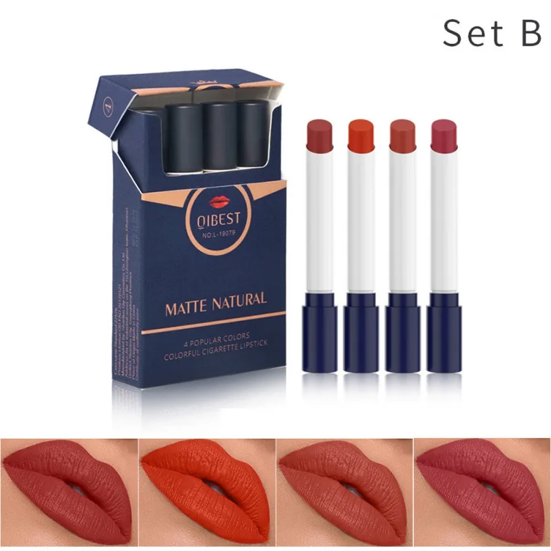 Высокое качество 4 шт. матовая губная помада набор Пигмент губ Макияж трубка