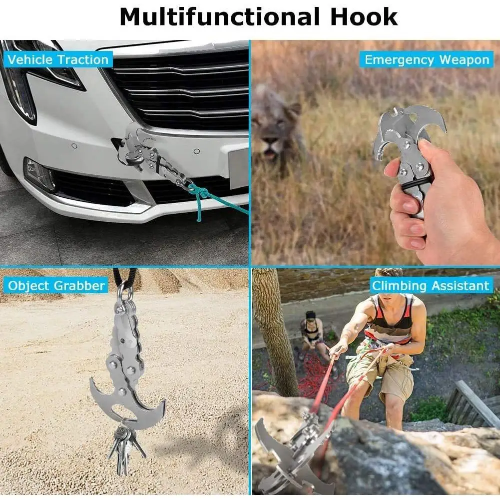 

Folding Gravity Grab Hook Outdoor Rock Climbing Rescue Claw Survival Mountaineering Hook Tool Multifunctional Steel