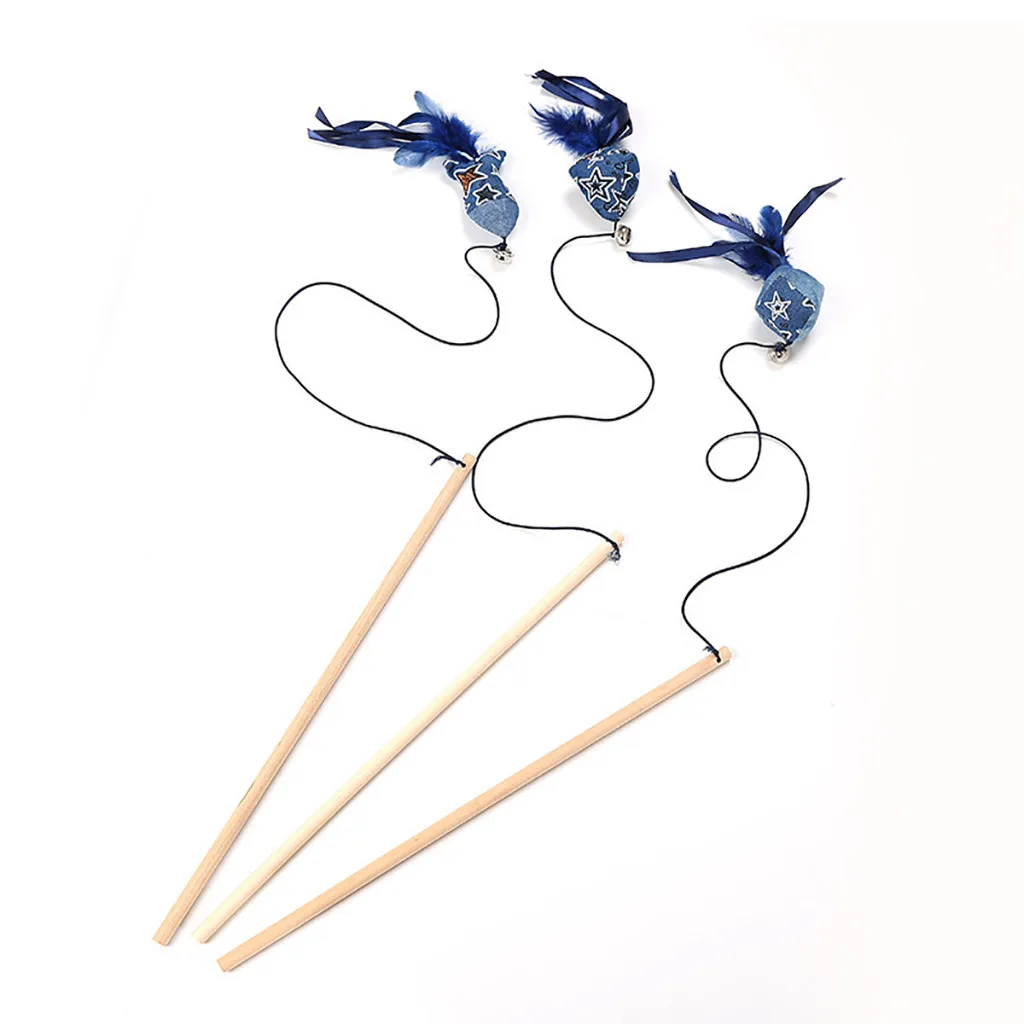 Transer рыбы Форма телескопическая перья кошка игрушка для домашнего животного