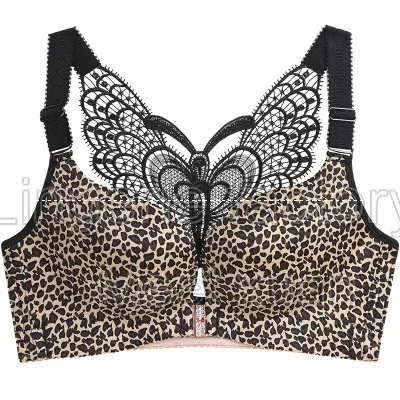 Gold leopard Модные, пикантные спортивный бюстгальтер для девочек переходного возраста от Для женщин застежка спереди Бесшовный Бюстгальтер Bralette провода бюстгальтер, женское нижнее белье, чашечки расположены рядом, Прямая поставка - Цвет: Gold leopard