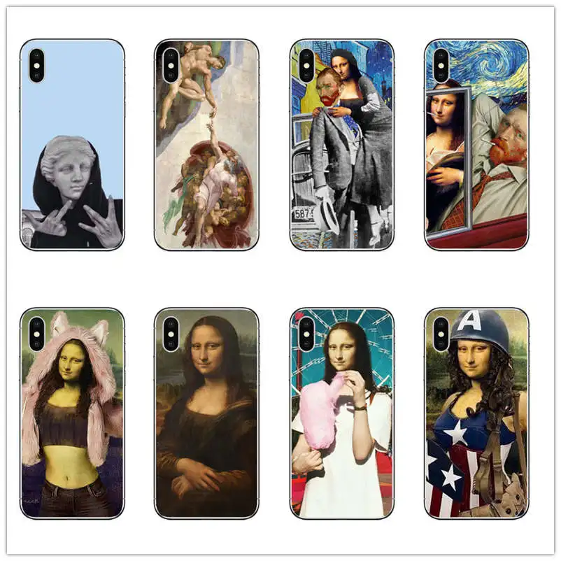 Mona Lisa Van Gogh Phone Case Art Paint Pattern Print for iphone X XR XS MAX 8 7 6 5 6S 5S SE PLUS soft TPU Silicone Cases Cover | Мобильные