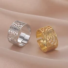 Женское кольцо с цветком Skyrim, регулируемое Винтажное кольцо из нержавеющей стали золотого цвета с геометрическим вырезом, подарки на годовщину 2022