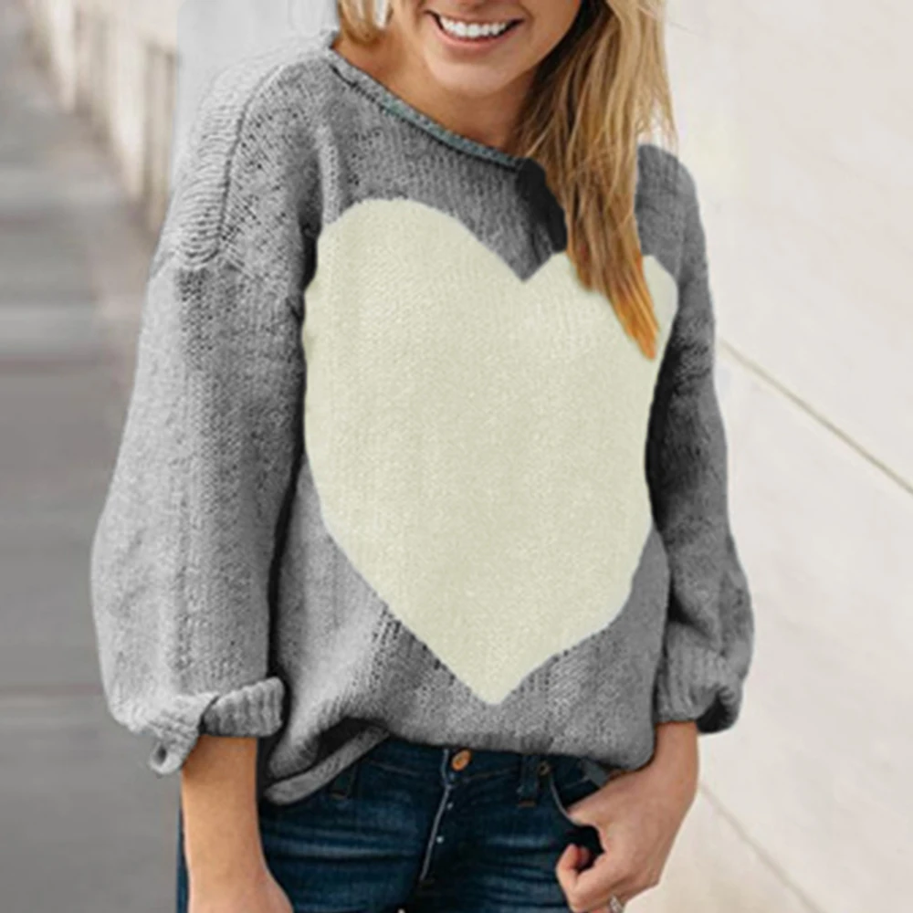 Женские Модные свободные вязаные свитера повседневные Лоскутные Свитера с