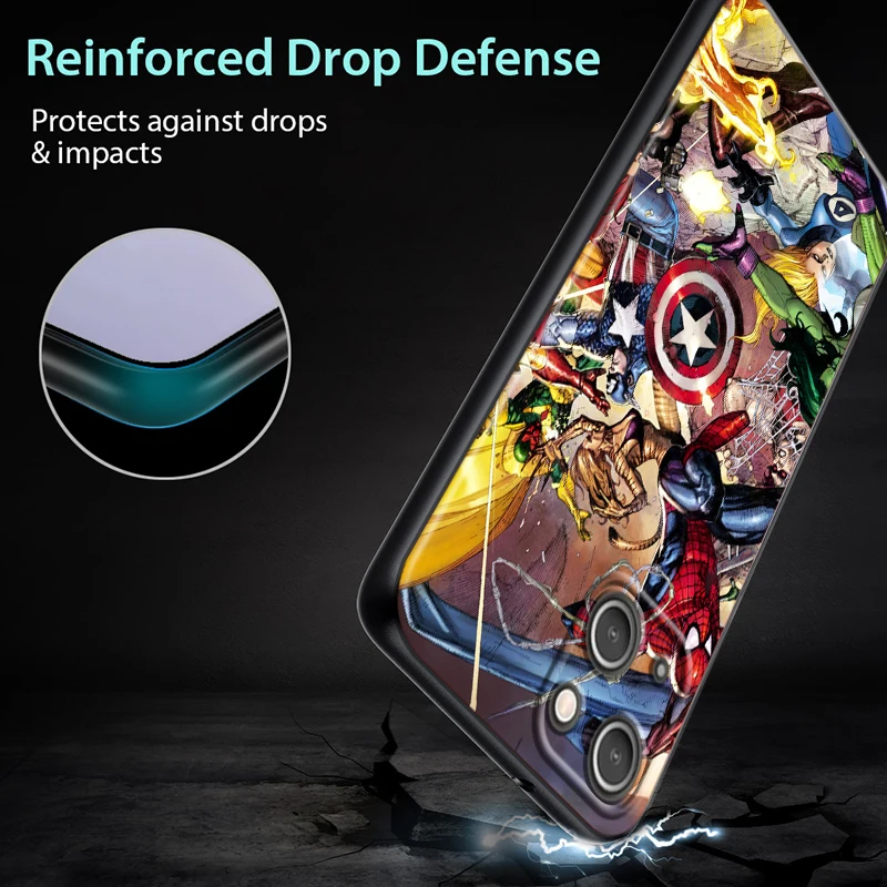 Мстители супергерой Mavel чехол для Apple iPhone 14 13 12 Mini 11 Pro XS MAX XR X 8 7 мягкий черный