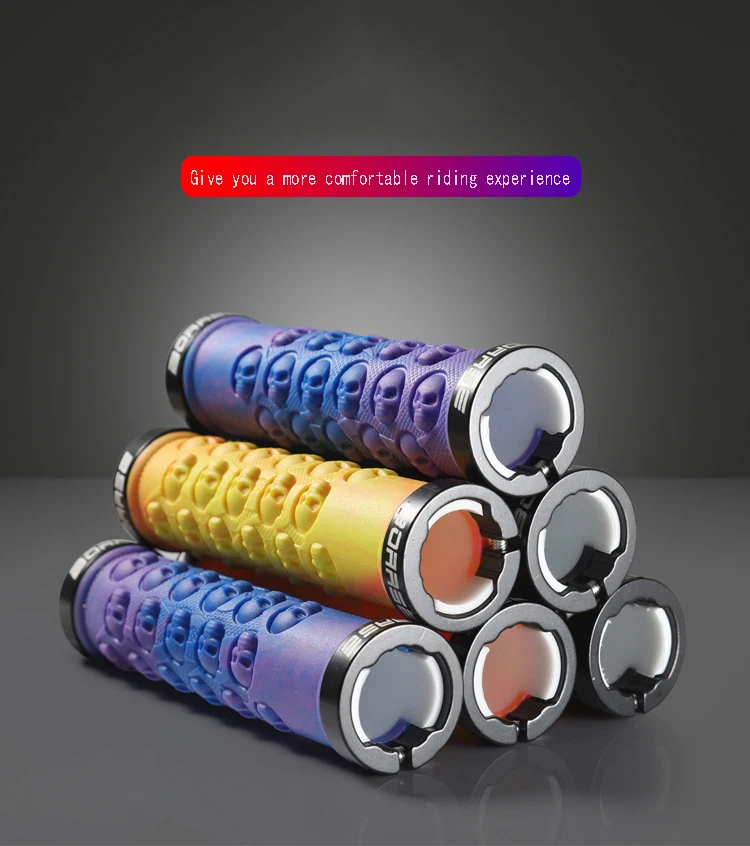 

2.2cm Bicycle pairs water transfer handlebar Mountain bike color TPR rubber grips Spinning bike Skeleton Handlebars Set