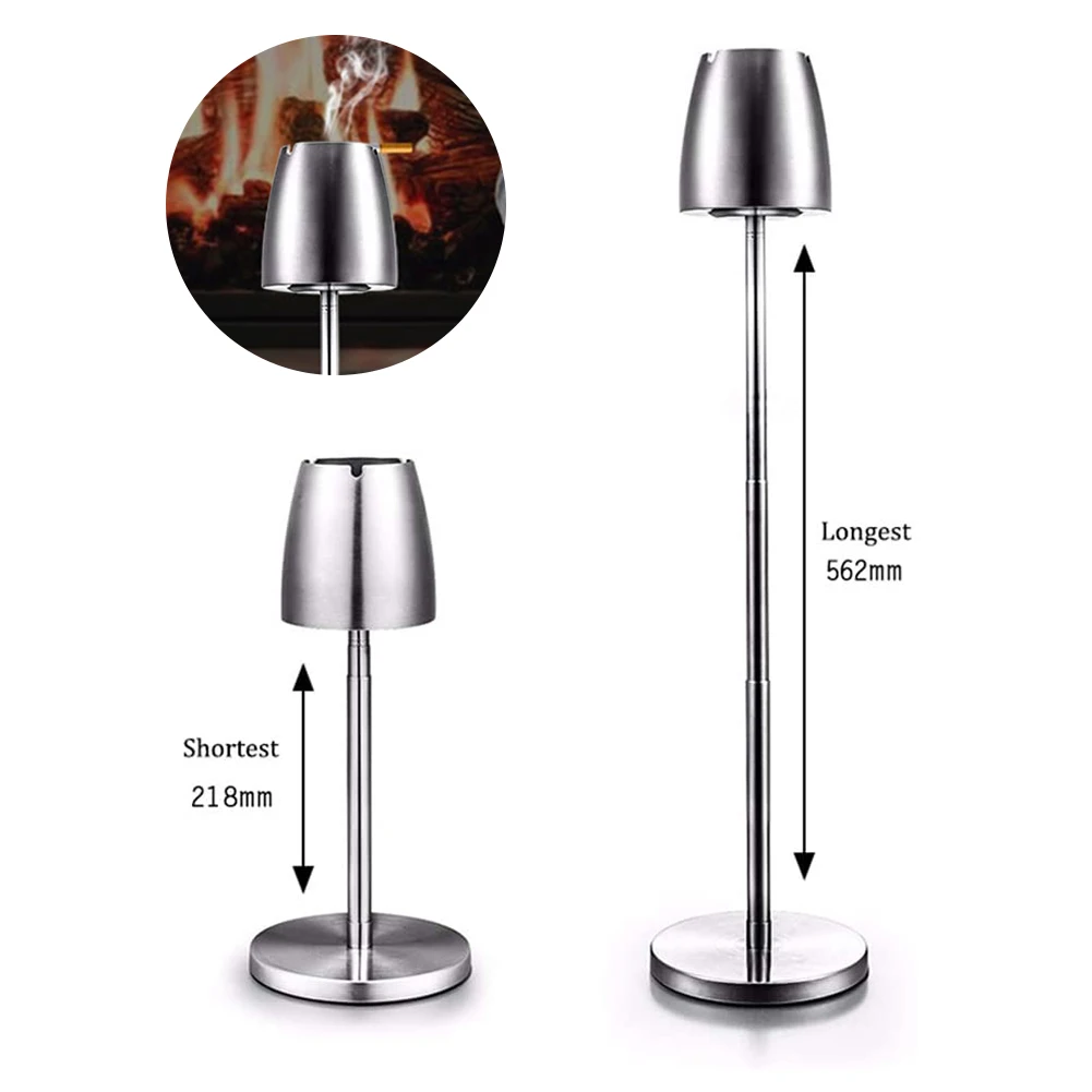 

Floor Standing Ashtray Telescopic Windproof Ashtray Stainless Steel Retractable Ashtray Container Practical Gift For Smokers