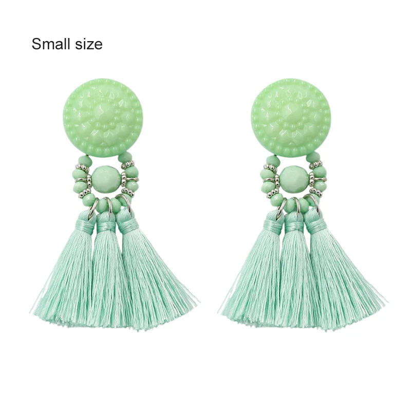 mini-Lignt Green Богемные маленькие серьги с кисточками для женщин, зеленые Разноцветные серьги с бусинами и бахромой, летние серьги, Букле д 'ореиль пенданте, новинка - Окраска металла: mini-Lignt Green