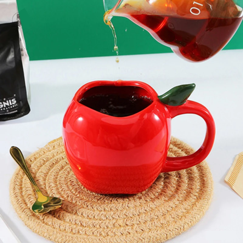 

Cartoon mug coffee cup custom cup ins gift apple-shaped gift box ceramic cup creative