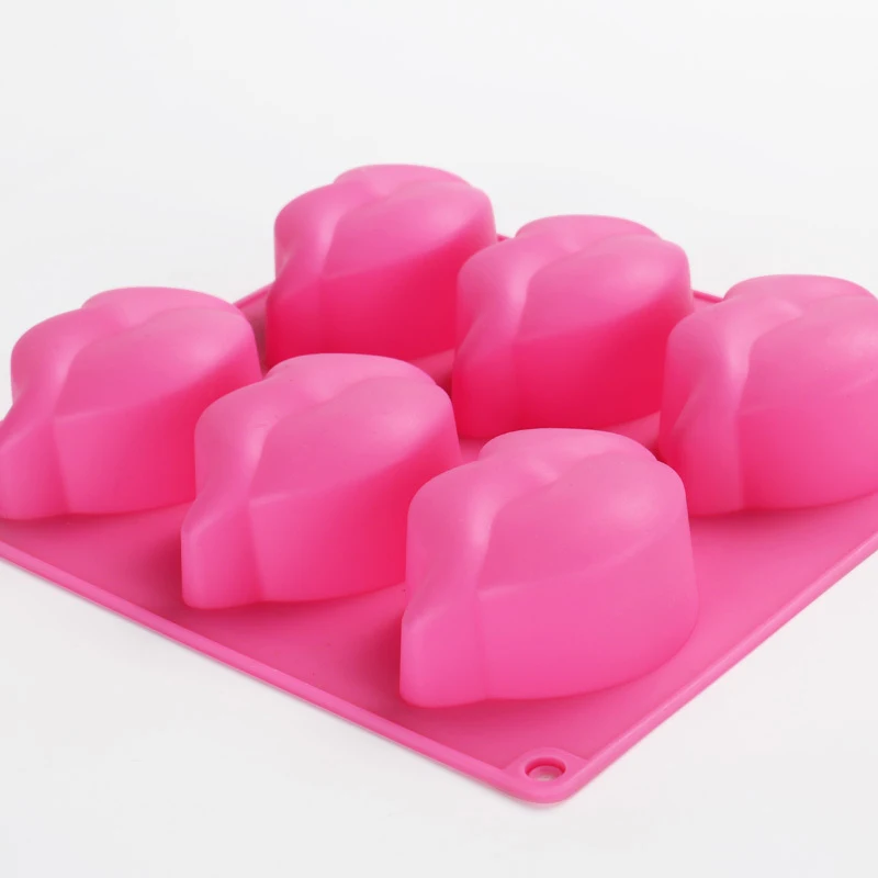 6 отверстий 3D рот губы Fondant (сахарная) торта силикона прессформы для Полимерная