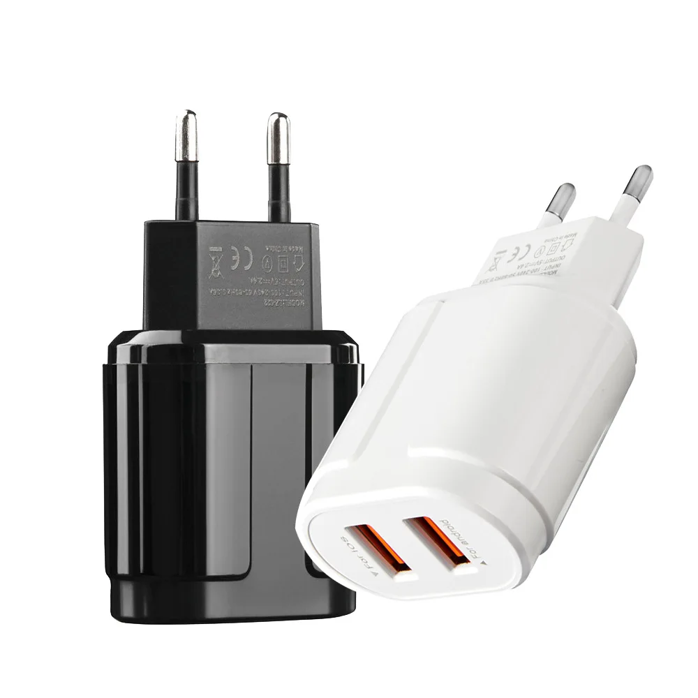 5V 2.4A двойное зарядное устройство USB для путешествий зарядное устройство для мобильного телефона Зарядка для IPhone 6 samsung S8 Xiaomi Note 8 настенное зарядное устройство EU US UK Pulg