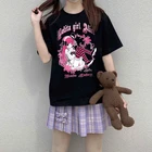 Harajuku Kawaii Goth Аниме Девушки с принтом розы Mujer Япония JK футболки летняя уличная одежда женские Y2K винтажные шикарные повседневные топы