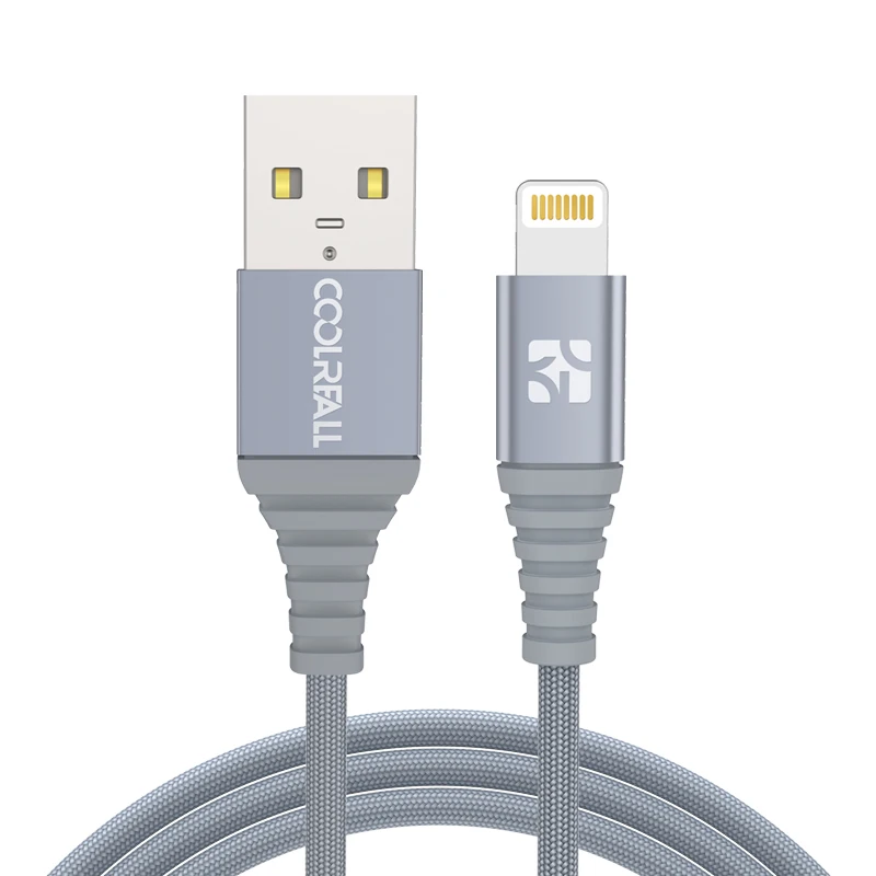 Серый Coolreall MFi кабель Lightning USB быстрая зарядка для iPhone Apple кабель для зарядки данных для телефона X XS Max XR 8 7 6S 6 Plus 5S SE 5 - Цвет: Серый
