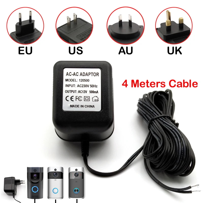 

Power Adapter EU US AU UK Plug 12V 18V AC Transformer Charger for Wifi Wireless Doorbell Camera IP Video Intercom Ring 120V-240V