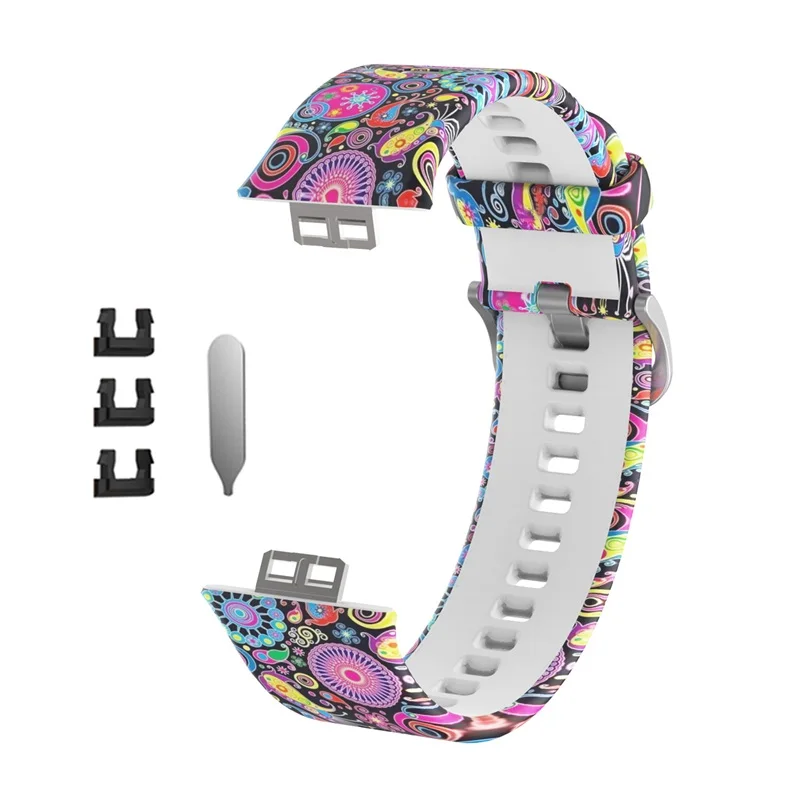 

Flower Printed Rubber Strap for Huawei Watch Fit Smart Watch Bracelet High Quality Replacement Sport Band