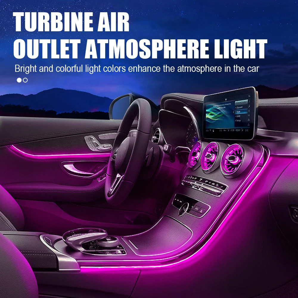 

5pcs Car Atmosphere Light Air Vent LED Ambient Lamp 12 Color Adjustable Turbine Outlets Lights for Benz GLA/CLA 15-19