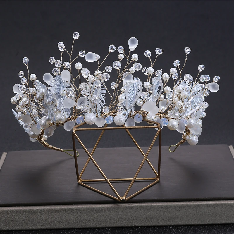 

New Super Fairy Crystal Flower Crown Bride Headdress Handmade Wedding hairband bride hair Accessories