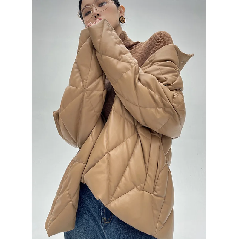 LUXUV Women's White Duck Down Winter Puffer Clothes Outerwear Parka Quilted Padded Office Warm Coats Cotton Lightweight  Branded