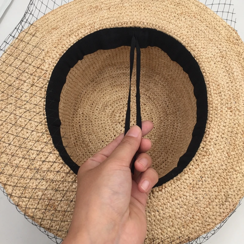 

Lafite straw hat white gauze female temperament of folding flat top hat fashion beach little pure and fresh and han edition hat