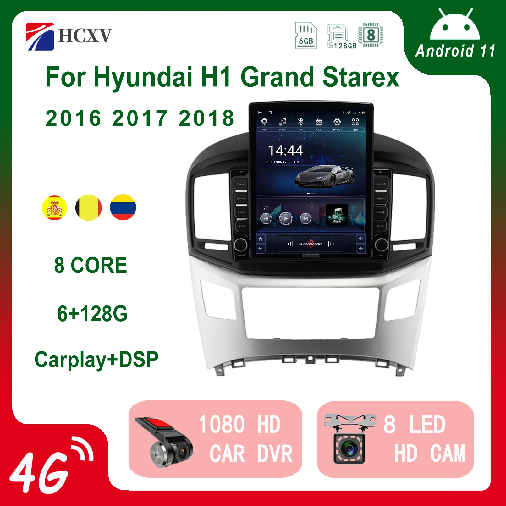 

Автомобильный радиоприемник HCXV на Android для Hyundai H1 Grand Starex 9,7 дюйма, автомобильный мультимедийный плеер для Carplay, магнитола с GPS-навигацией, авт...