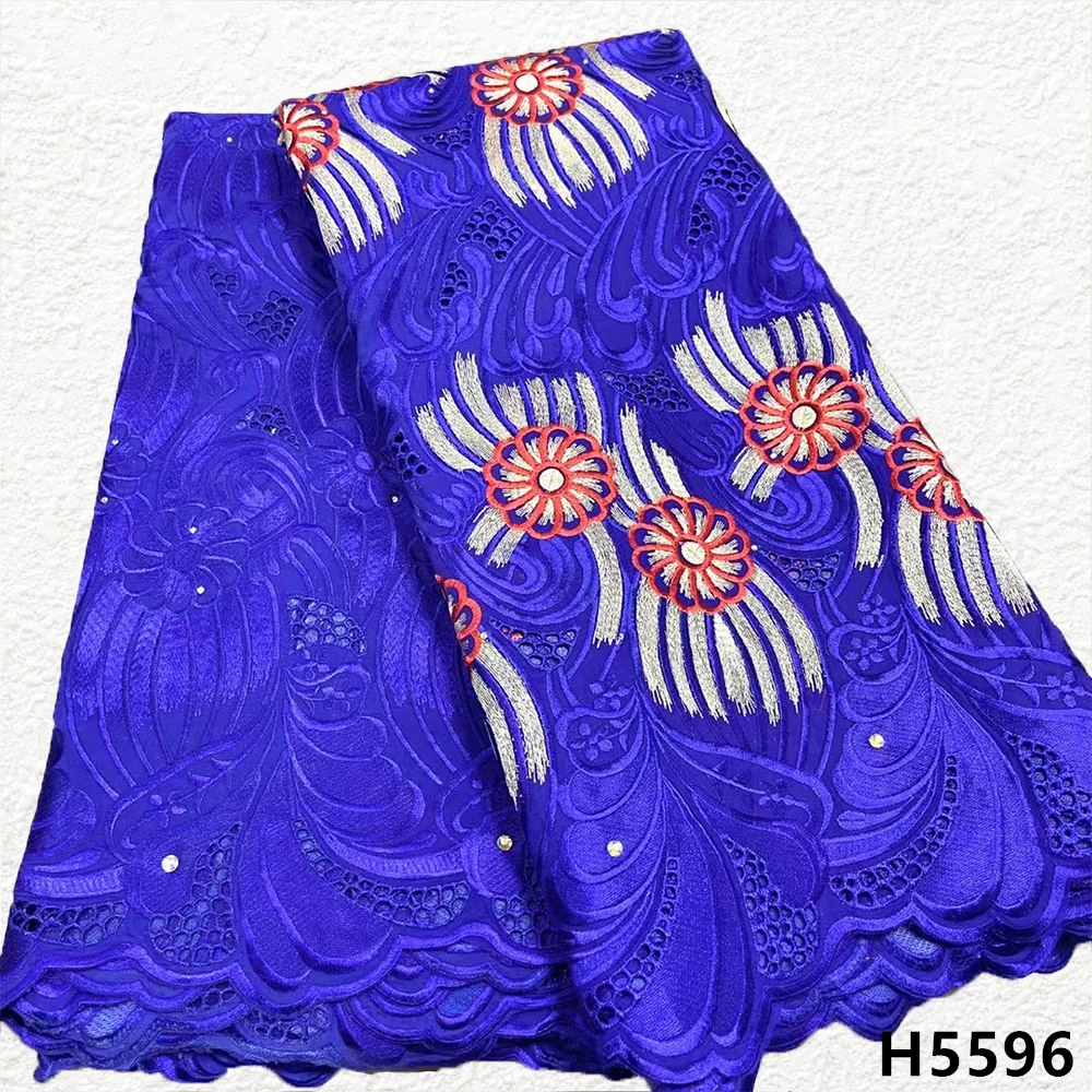 

2.5 Y Swiss Voile Lace +2.5 Y Nigerian Cotton Lace Fabric Embroidery African 100% Swiss Lace Fabrics Popular Dubai Style HJ5596