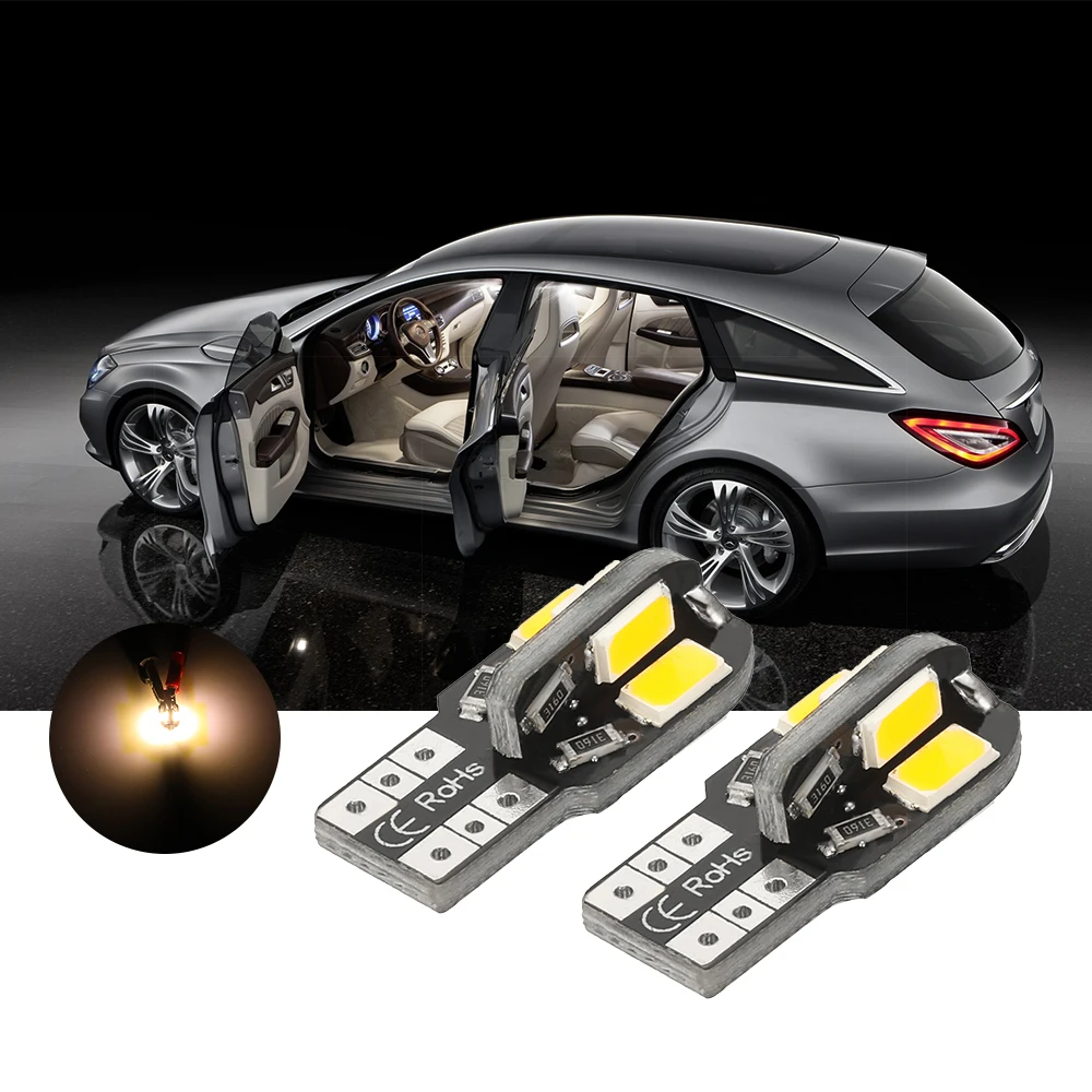 

10Pcs Canbus Error Free T10 Led Warm White 8SMD 5730 Car Side Wedge Light Lamp Bulb 12V Easy installation