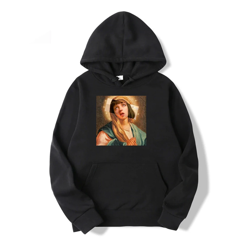 

Funny Pulp Fiction 2021 Winter Men Oversized Fitness Sweatshirt Funny Pulp Fiction Hoodie Fleece Fitness Hip Hop Hoody
