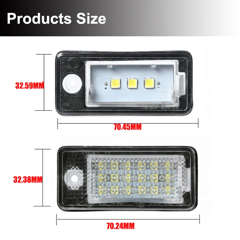 

2pcs Free Error Led License Number Plate Light Lamps For Audi Q7 A3 A4 A5 A6 A8 R4S RS6 S3 S4 S5 S8 C6 Avant Quattro Carbriolet