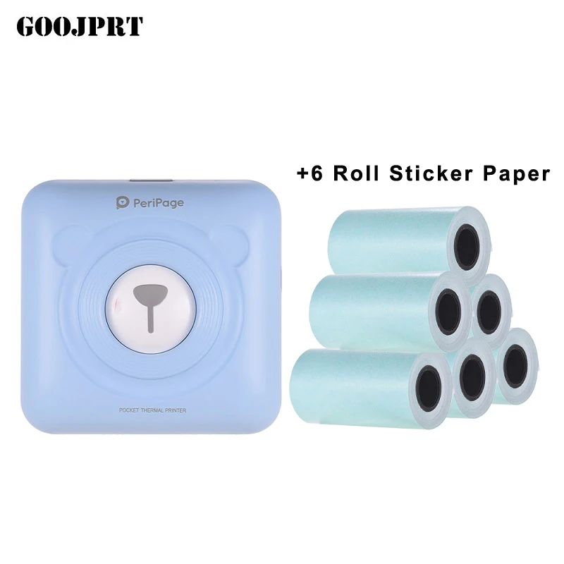 BL-6Roll Sticker Портативный принтер карманный мобильный тепловой Bluetooth 58 мм мини беспроводной POS Термальный фотопринтер для телефона Android iOS - Цвет: BL-6Roll Sticker