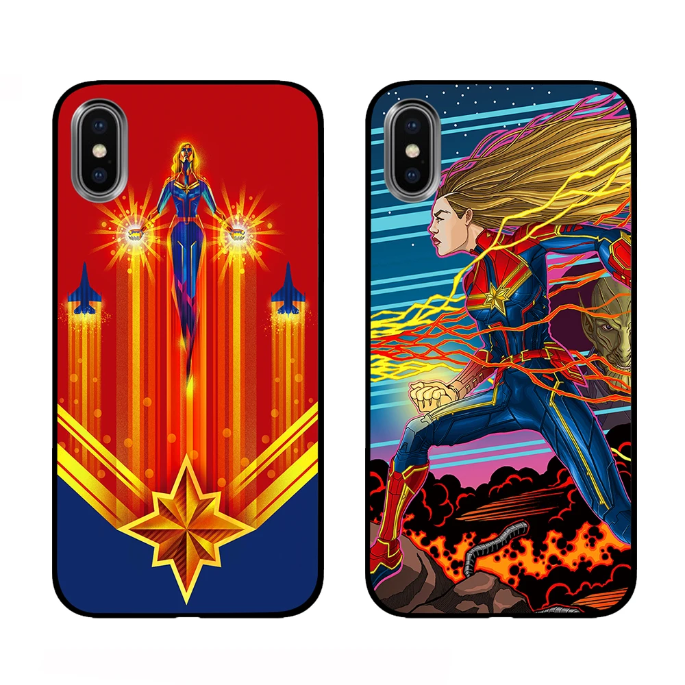 Марвел Капитан Чудо Женщина Черный чехол ТПУ для iPhone 5 5S 6 6s 7 8 Plus X XS XR 11 Pro