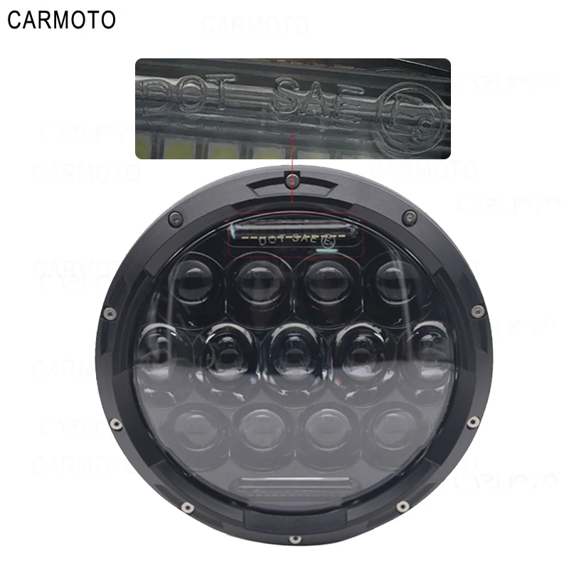 1pcs 7 Inch DOT SAE E9 Motorcycle Headlamp with angle eye Led Headlight 7inch housing bucket trim ring for Touring Electra Glide