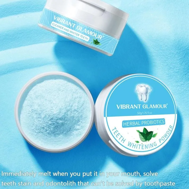 

50g Bright Teeth Whitening Powder Herbal Probiotics Care Hygiene Tartar Safe Dental Tooth Clean Toothpaste Oral Protect Rem A8L6