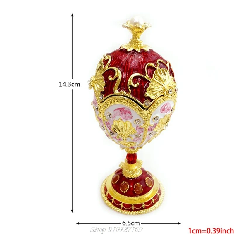 

Red Gold Faberge-Egg Series Hand Painted Jewelry Trinket Box Unique Gift for Easter Home Decor Collectible D10 20 Dropshipping