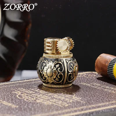 Керосиновая Зажигалка Зорро Роскошная гравировка цветок латунь масло бензин