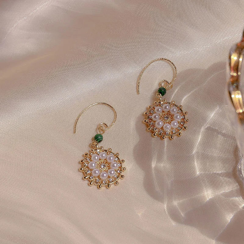 Высококачественные серьги французские ретро счастливый компас жемчужные