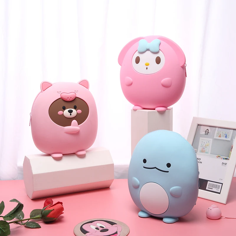 Милый детский силиконовый рюкзак с мультипликационным принтом детская мини