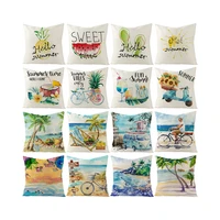 linen cushion cover 45x45cm summer beach vacation pillow case home decorative pillows cover for sofa home decor