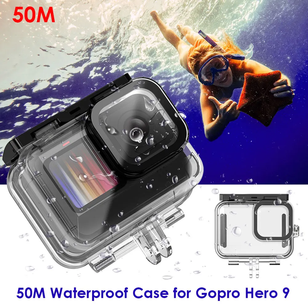 

New 50M Underwater Waterproof Case Housing Case For GoPro Hero 9 Camera Diving Protective Cover Glass Action Camera Accessories