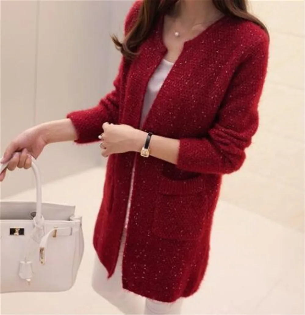2020 Hot Women Spring Autumn Long Cardigan Sweater Coat Female Fashion Sleeve Crochet Girl Knitted Jacket Tops |