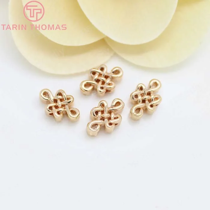 Латунные китайские бусины-узелки с покрытием 24-каратным золотом 7 х11 мм 6 шт. |