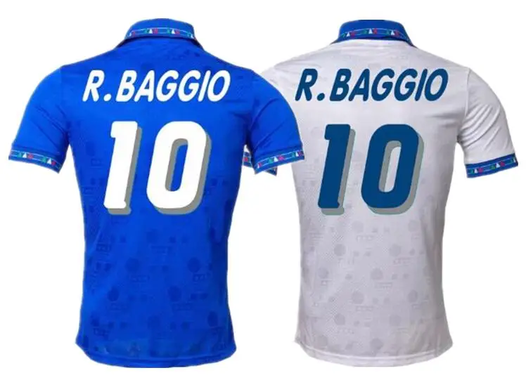 

1994 italy retro T Shirt Jerseys Roberto Baggio Home Away Blue White Customized Name High quality Fan Jersey Men Tee Homme