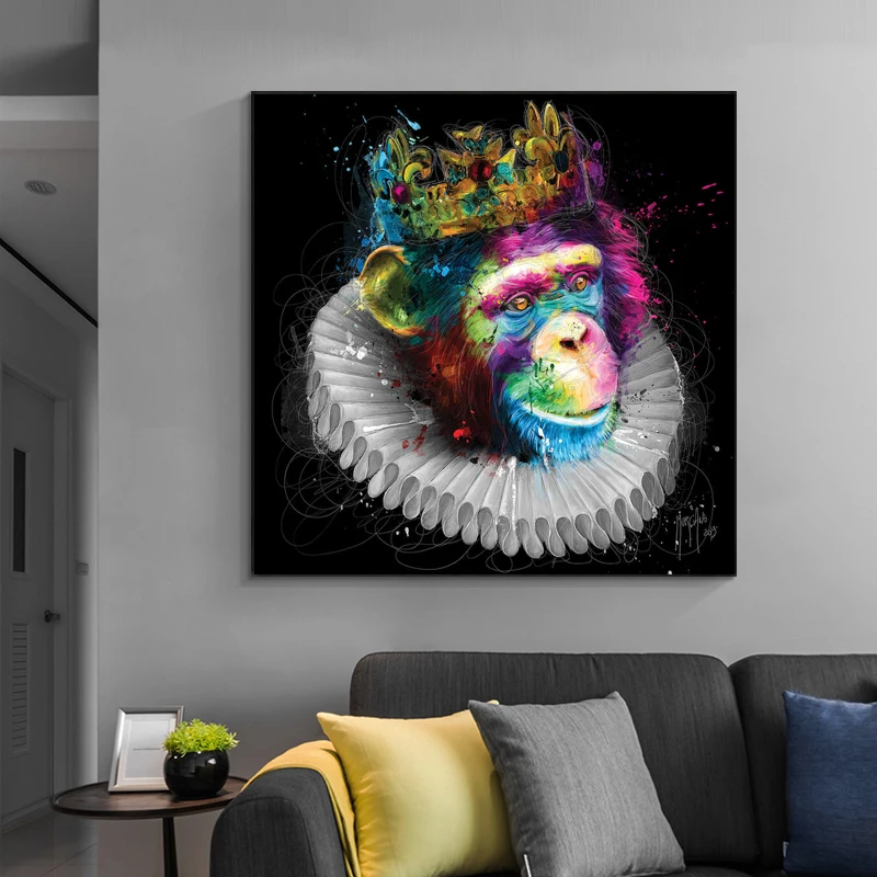Милый ребенок обезьяна одежда Корона Арт холст для живописи Wall Art постеры с животными и принты Красочная