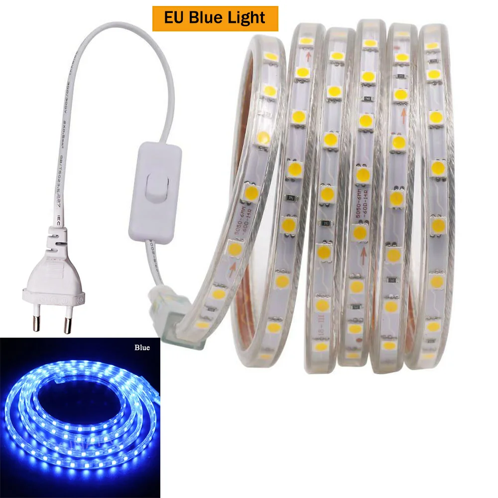 AC 110 В 220 В светодиодный светильник SMD5050 60 Светодиодный s/M гибкая светодиодная лента RGB Водонепроницаемый светодиодный светильник с Bluetooth музыкальным пультом дистанционного управления - Испускаемый цвет: EU Blue Light