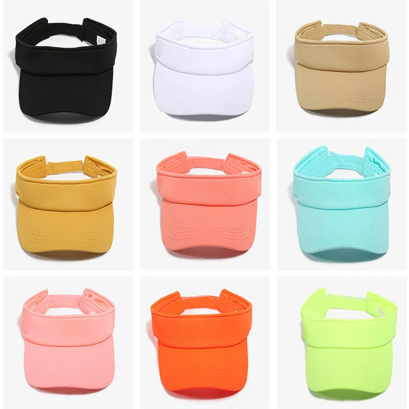 

Summer Breathable Sun Hats Fluorescent Color Women Sport Topless Empty Sun Visor Cap Sea Beach Men Casual Sport Flexible Cap