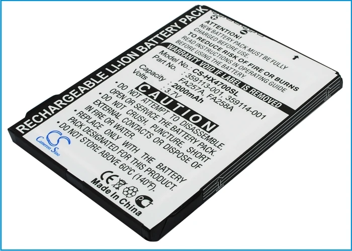 

Аккумулятор Cameron Sino 2000 мАч для HP iPAQ HX4700, iPAQ HX4700, iPAQ HX4700, iPAQ HX4800