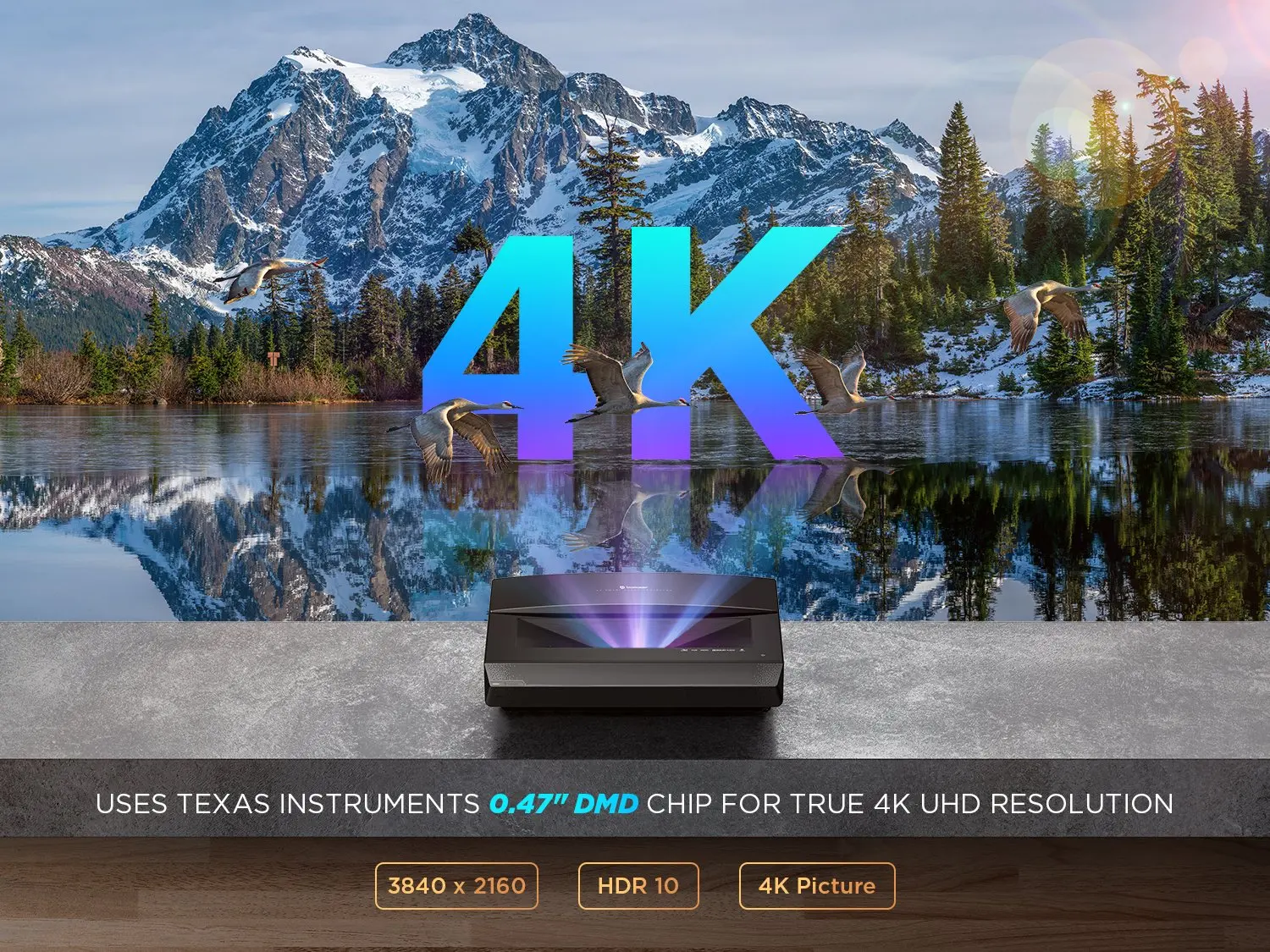 BOMAKER Tri-Color Laser Projector 4K 2500 ANSI Lumens Ultra Short Throw with HDR10 MEMC 3+32GB Home Theater TV |